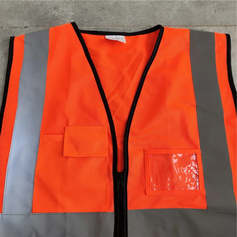 Multi-pocket reflective vest for construction with zipper model