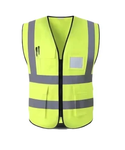Reflective undershirt wholesale multi-pocket yellow reflective safety vest construction site zipper model