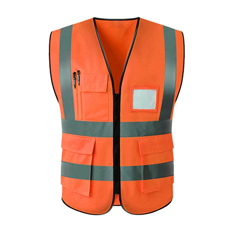 Reflective undershirt wholesale multi-pocket yellow reflective safety vest construction site zipper model
