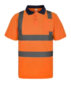 Breathable Birds Eye Fabric Lapel Reflective polo shirt