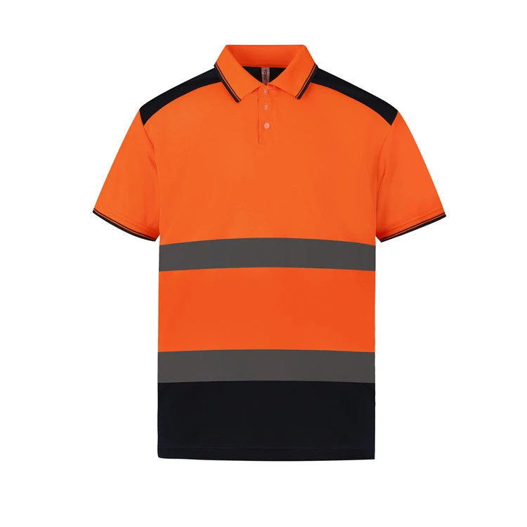Moisture wicking breathable short sleeve reflective jacket outdoor polo shirt