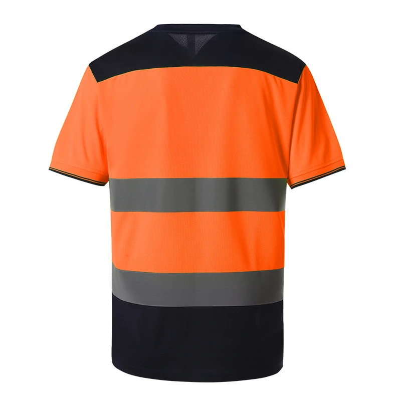 Atmungsaktives Birdseye-Gewebe Colorblocked T-Shirt mit kurzen Ärmeln und reflektierenden Elementen