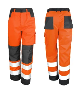 reflective stripes multi-pocket safety work pants
