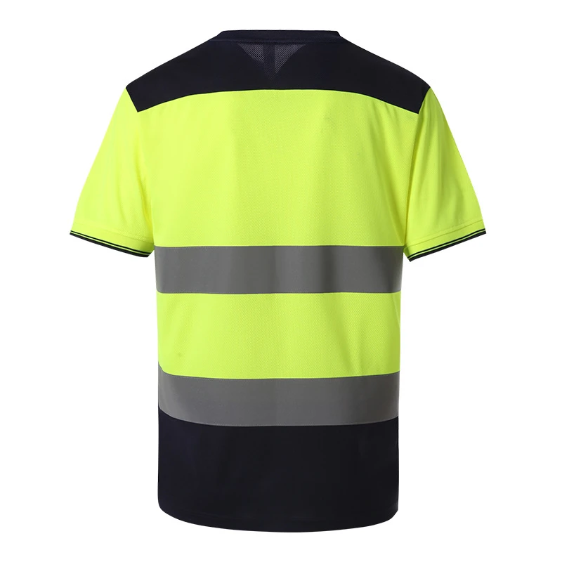 Atmungsaktives Birdseye-Gewebe Colorblocked T-Shirt mit kurzen Ärmeln und reflektierenden Elementen