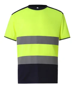 Breathable Birdseye Fabric Colorblocked Short Sleeve Reflective T-Shirt