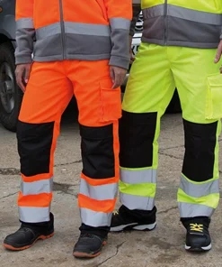reflective stripes multi-pocket safety work pants