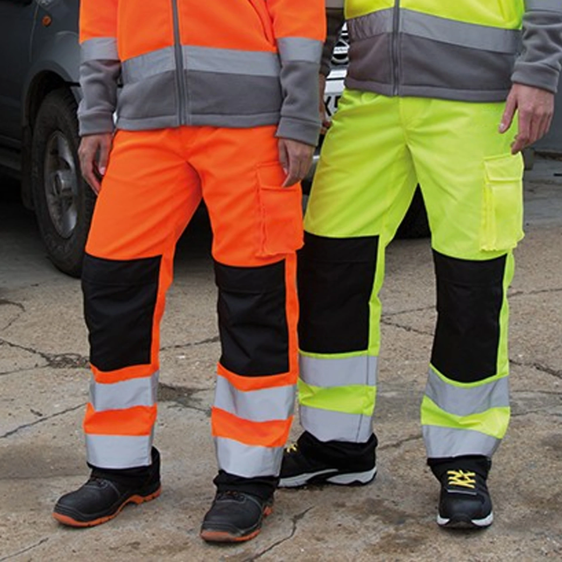 reflective stripes multi-pocket safety work pants
