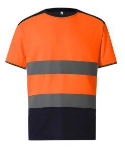Atmungsaktives Birdseye-Gewebe Colorblocked T-Shirt mit kurzen Ärmeln und reflektierenden Elementen