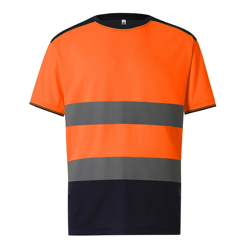 Atmungsaktives Birdseye-Gewebe Colorblocked T-Shirt mit kurzen Ärmeln und reflektierenden Elementen