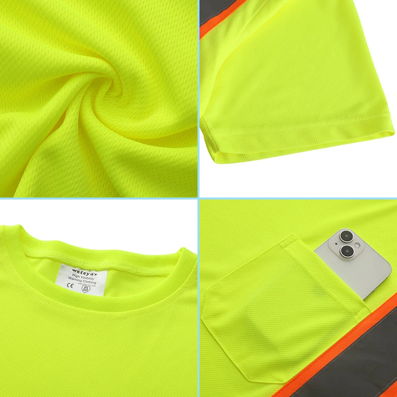 Breathable bird's eye cloth short-sleeved reflective T-shirt