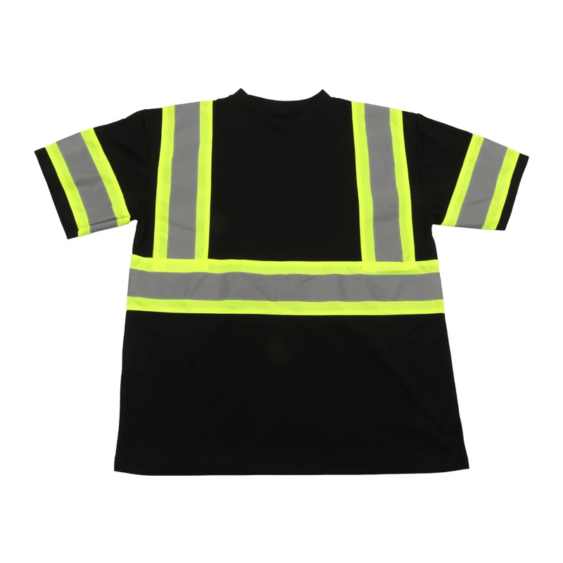 Black Safety Reflective T-Shirt Short Sleeve