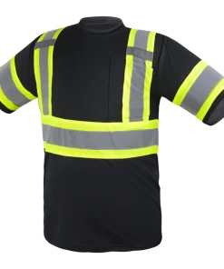 Black Safety Reflective T-Shirt Short Sleeve