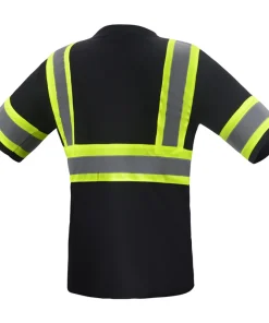 Black Safety Reflective T-Shirt Short Sleeve