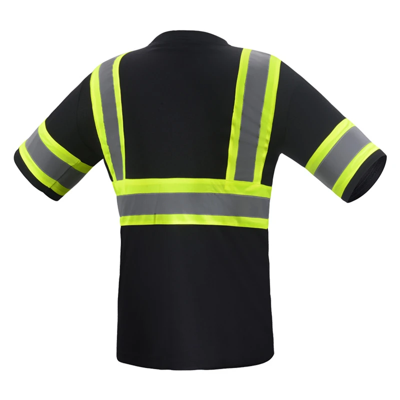 Black Safety Reflective T-Shirt Short Sleeve