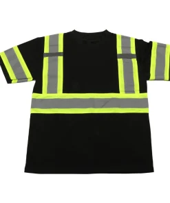 Black Safety Reflective T-Shirt Short Sleeve