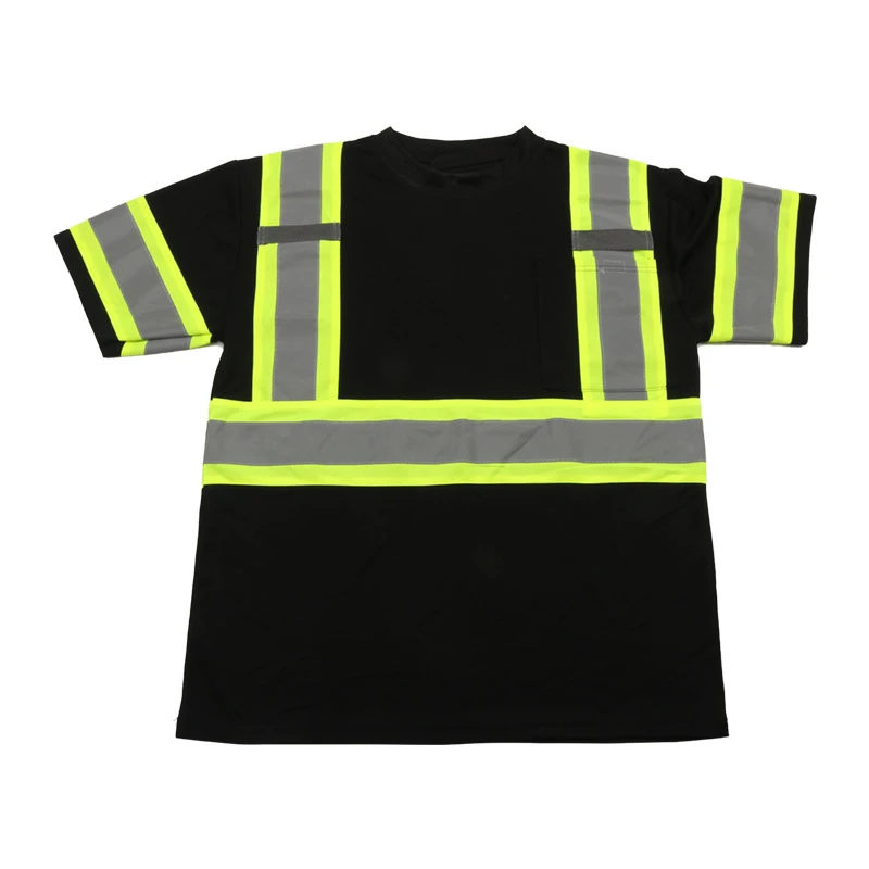 Black Safety Reflective T-Shirt Short Sleeve