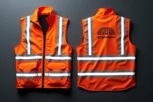Custom safety vest with company logo and reflective strips 